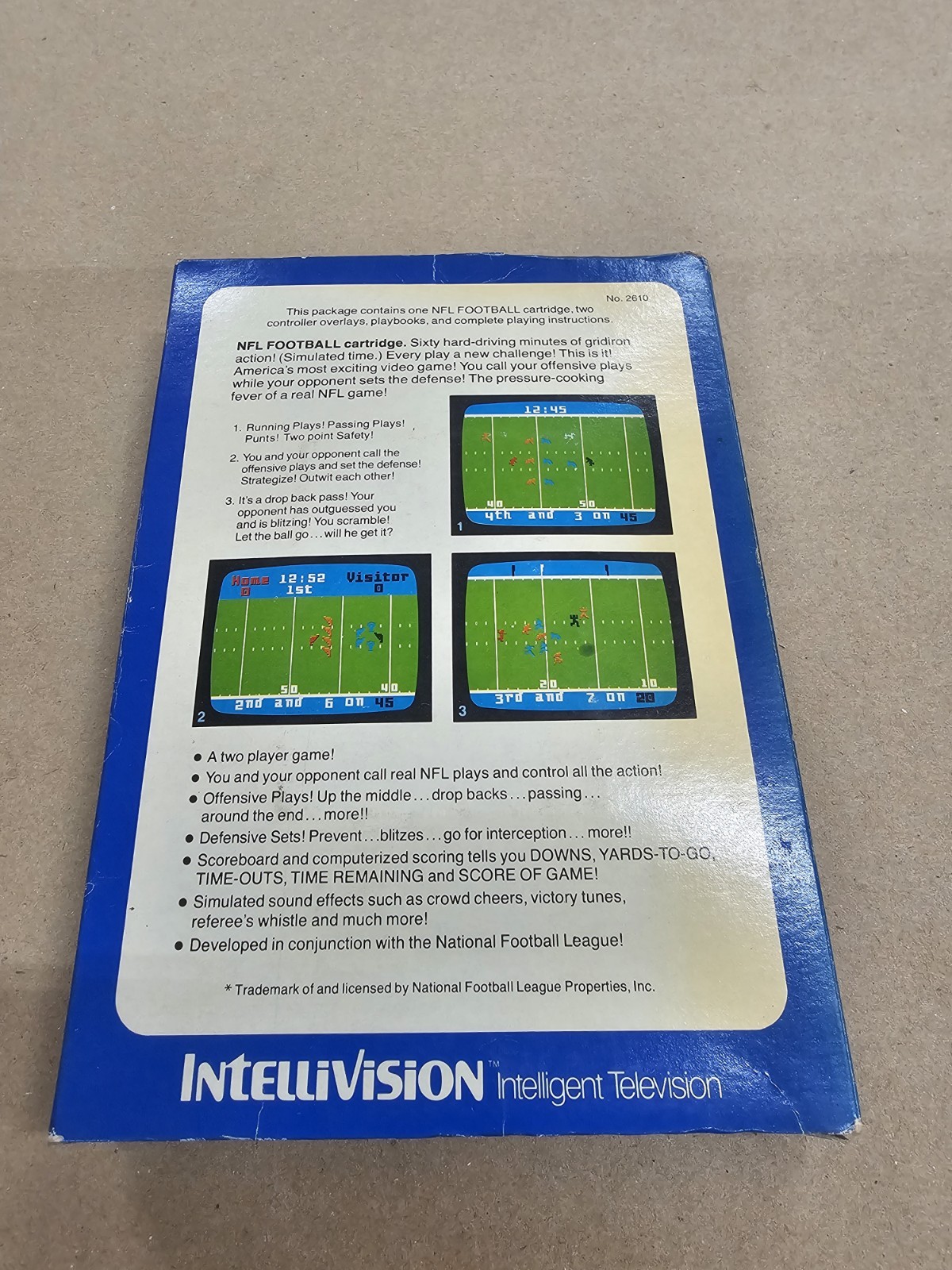 NFL Football Italian Variant Intellivision Video Game. Manual Printed In Italy