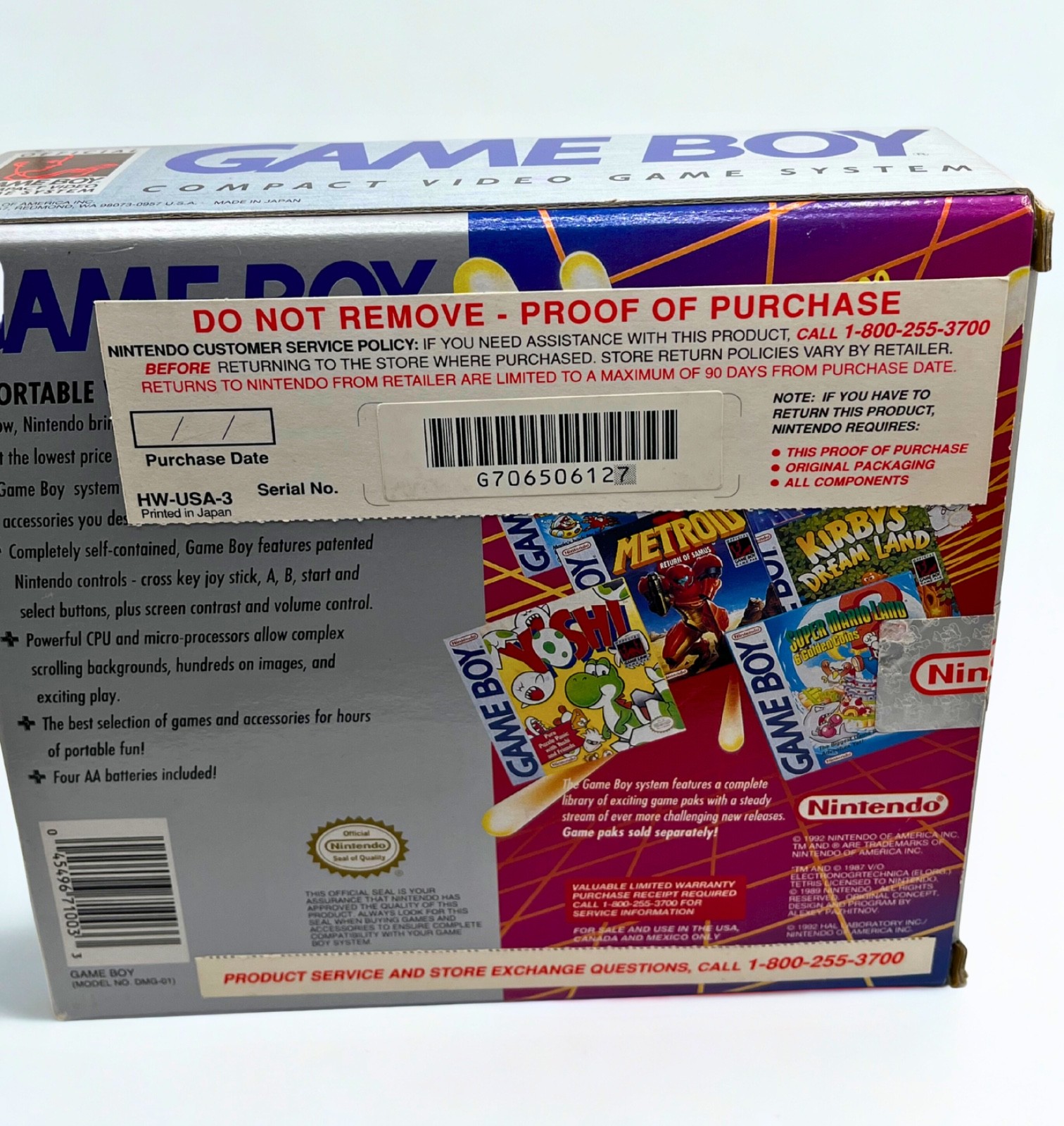 Nintendo Game Boy DMG-01 1992 NOB Complete Box Manual AC Adapter Tested