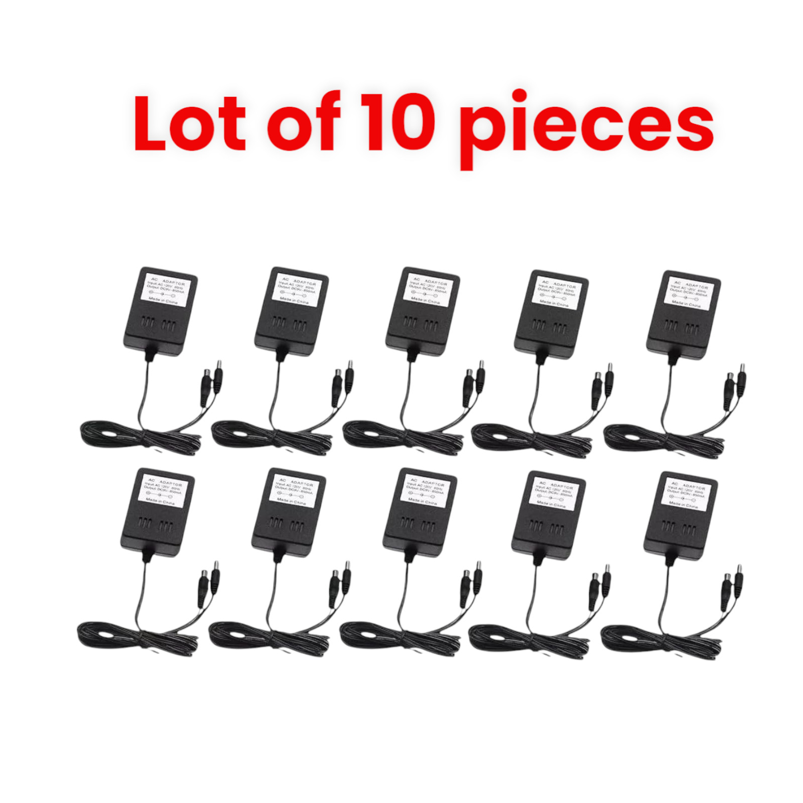 10 pes AC Power Supply Plug Adapter Charger Cable for Nintendo NES SNES GENESIS