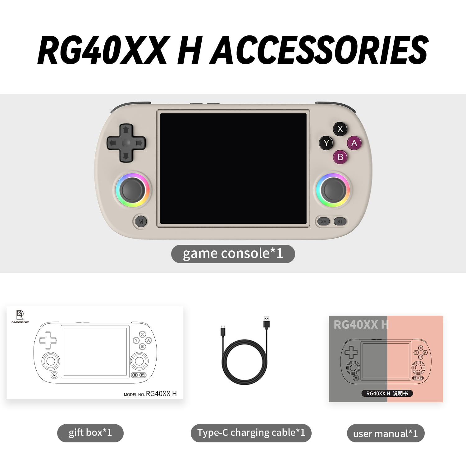 Anbernic RG40XX H Handheld Game Console Rg40Xxh Retro Gaming Console 4.0” IPS S
