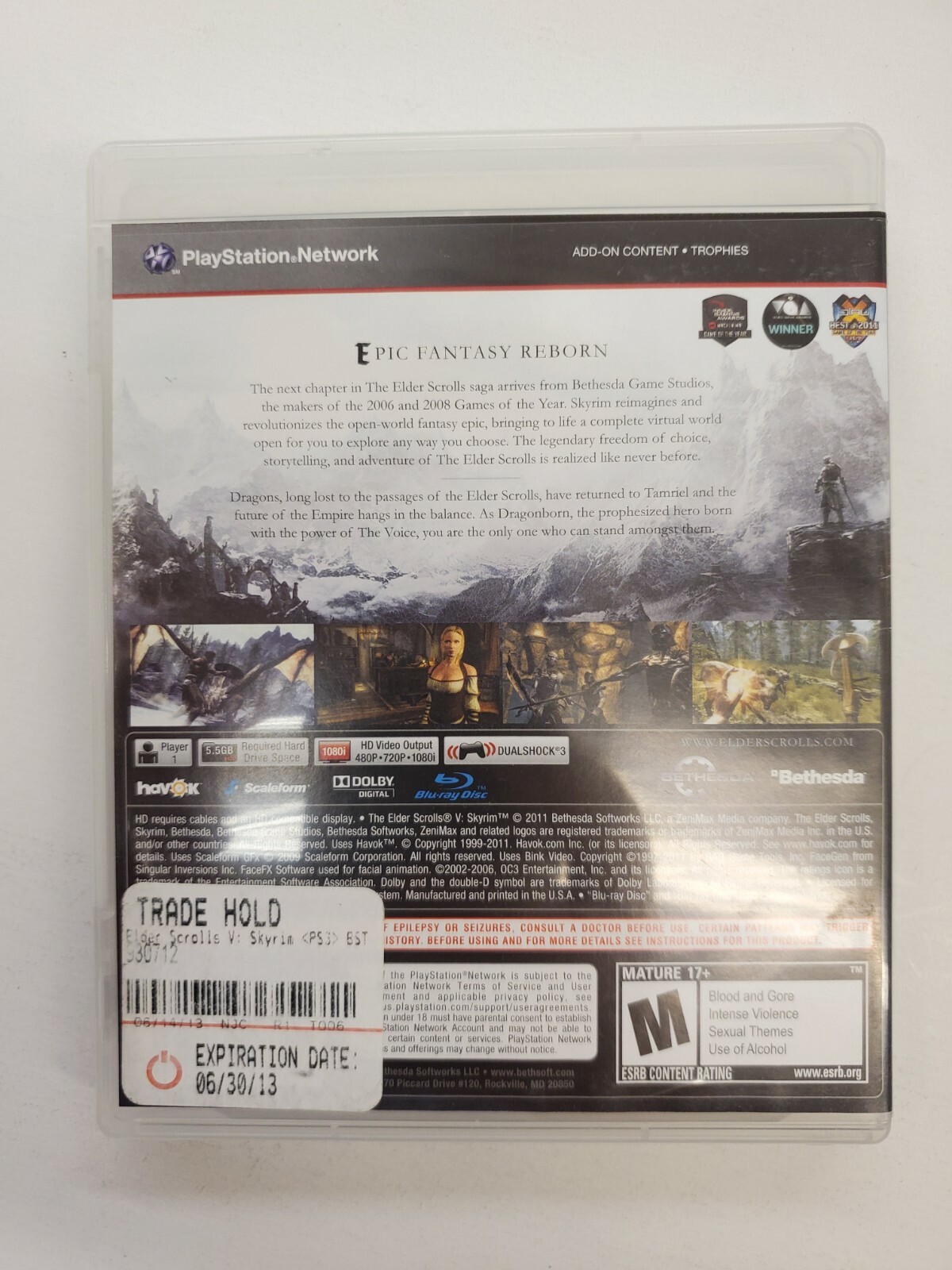 The Elder Scrolls V: Skyrim (Sony PlayStation 3 PS3, 2011) Free Fast Shipping