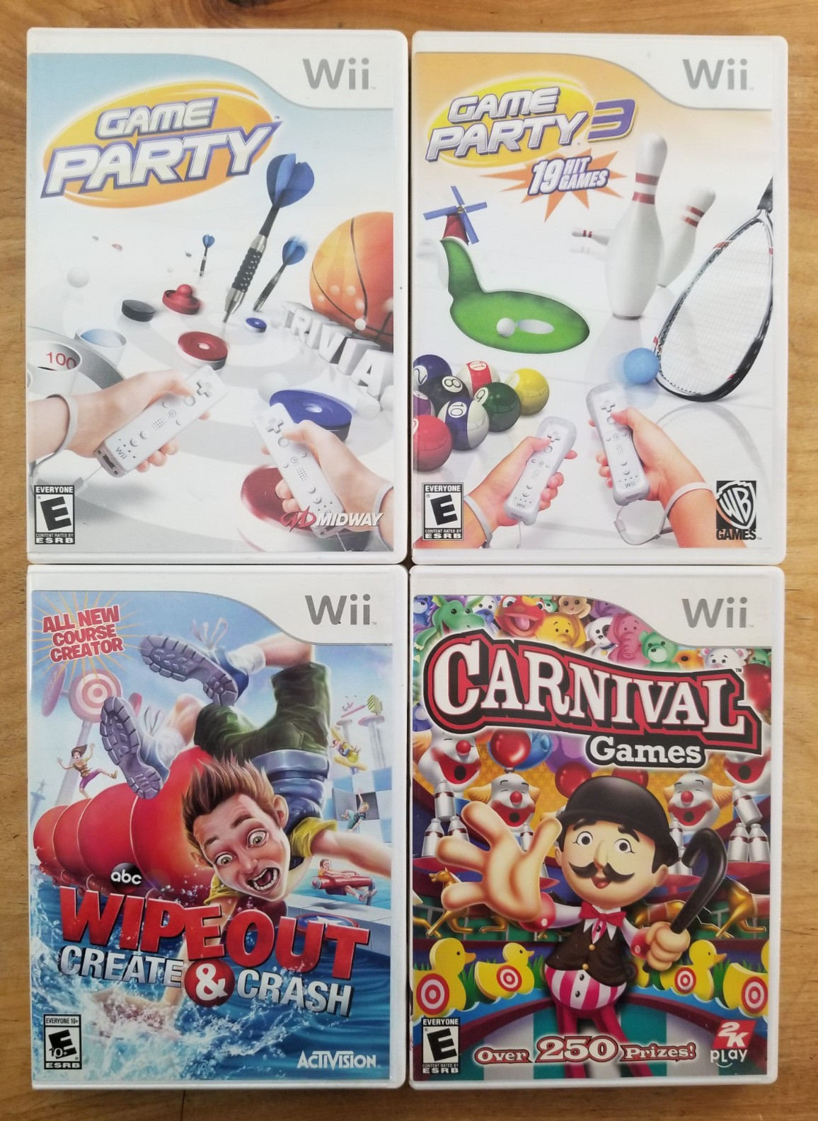 4x Nintendo Wii Bundle: Game Party 1-2, Carnival Games & Wipeout Create…