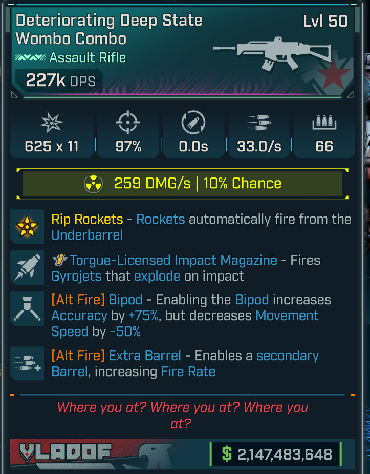Borderlands 4 • MODDED AR • PEARLESCENT Wombo Combo Rad • Lvl 50 • PS PC XB
