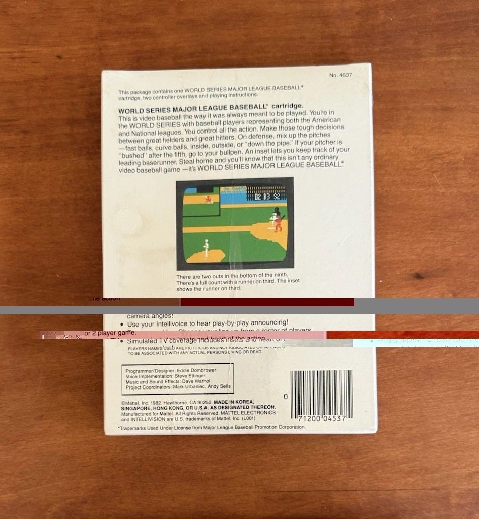World Series Major League Baseball Intellivision BRAND NEW Factory Sealed