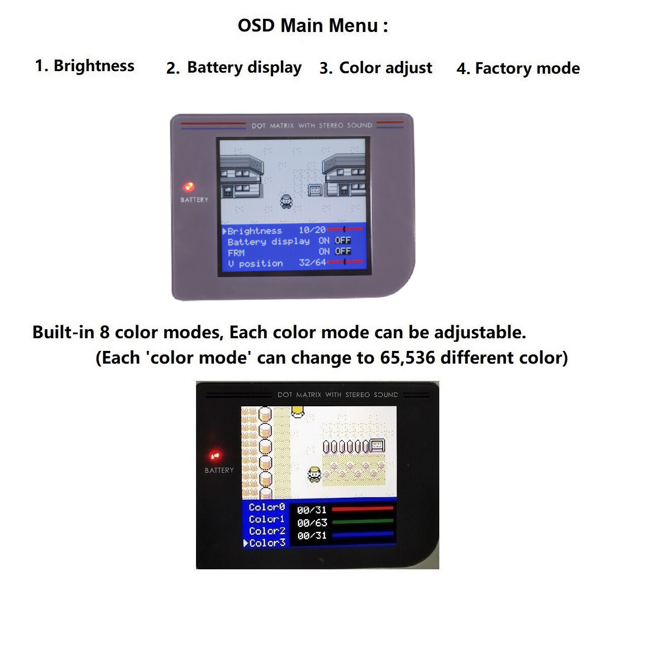 For GameBoy GB DMG IPS V5 LCD Blacklight Screen Kit W/USB-C Rechargeable Battery