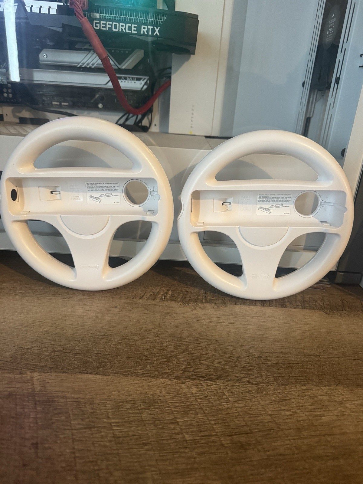 2X Official Nintendo Wii Steering Wheel Mario Kart OEM White RVL-024 Lot of 2