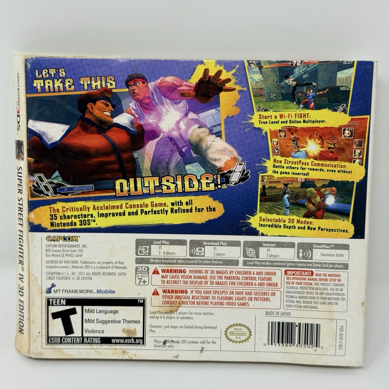 Super Street Fighter IV 3D Edition Nintendo 3DS No Game Slipcover