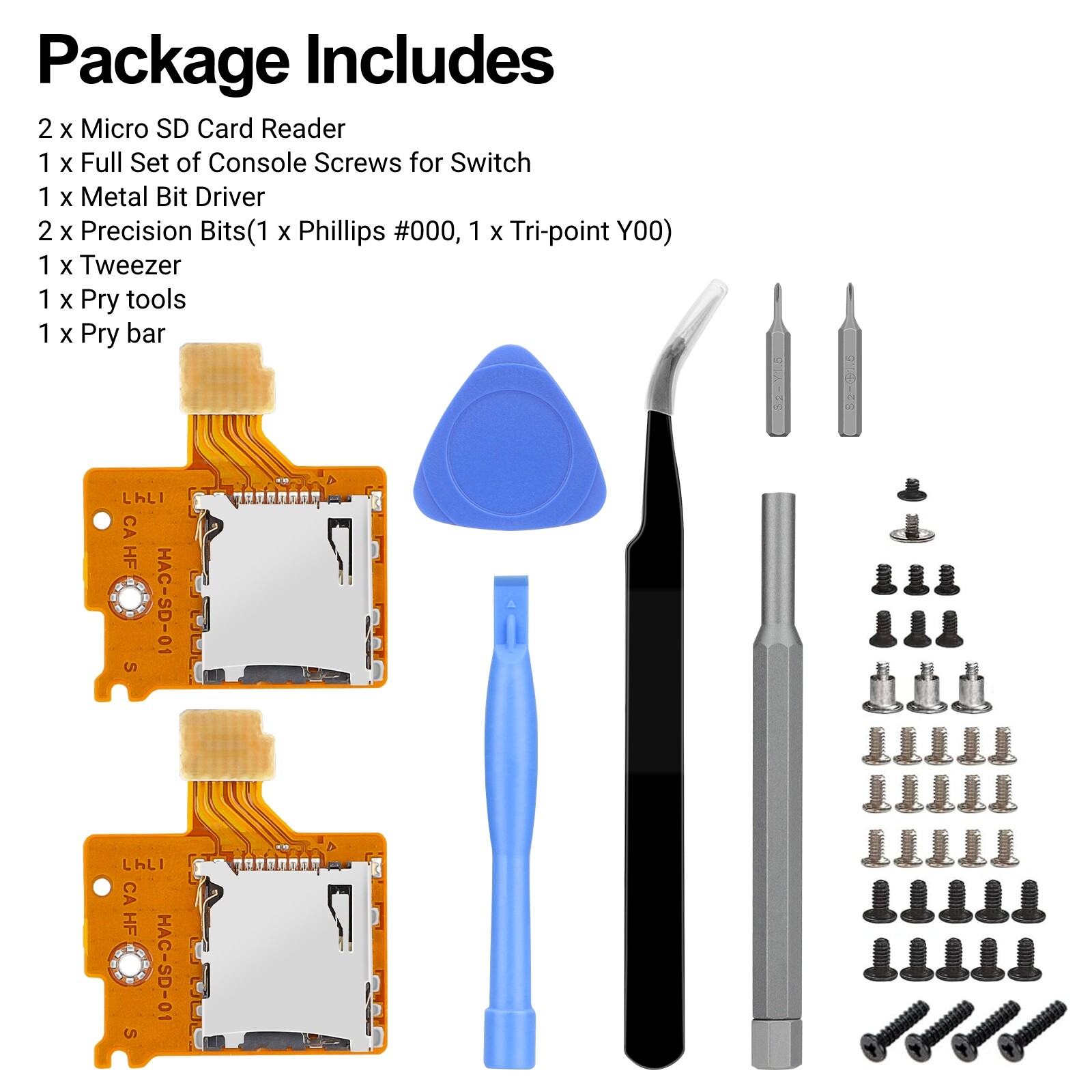 2pcs Micro SD Card Slot Socket Reader Replacement for Nintendo Switch HAC-SD-01