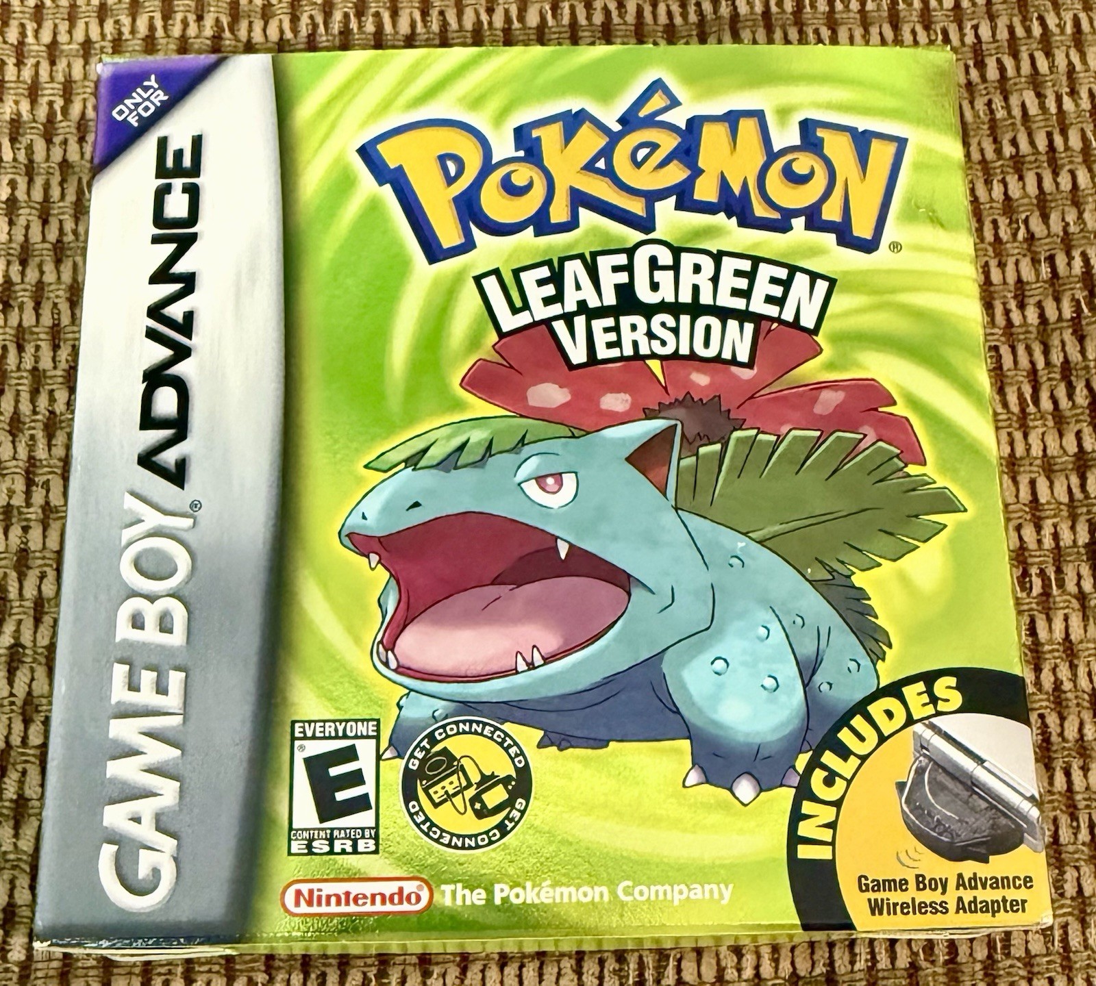 Pokemon Leaf Green CIB Nintendo Gameboy Advance GBA COMPLETE Adapter Box Game