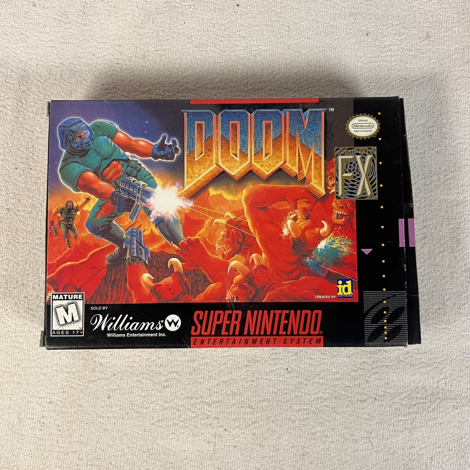 Doom Super Nintendo Entertainment System 1995 Complete CIB Manual Dust Cover