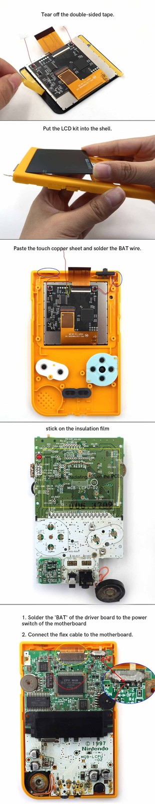 For Gameboy Pocket GBP 2.8″ Laminated IPS LCD Screen Backlight Backlit OSD KIT