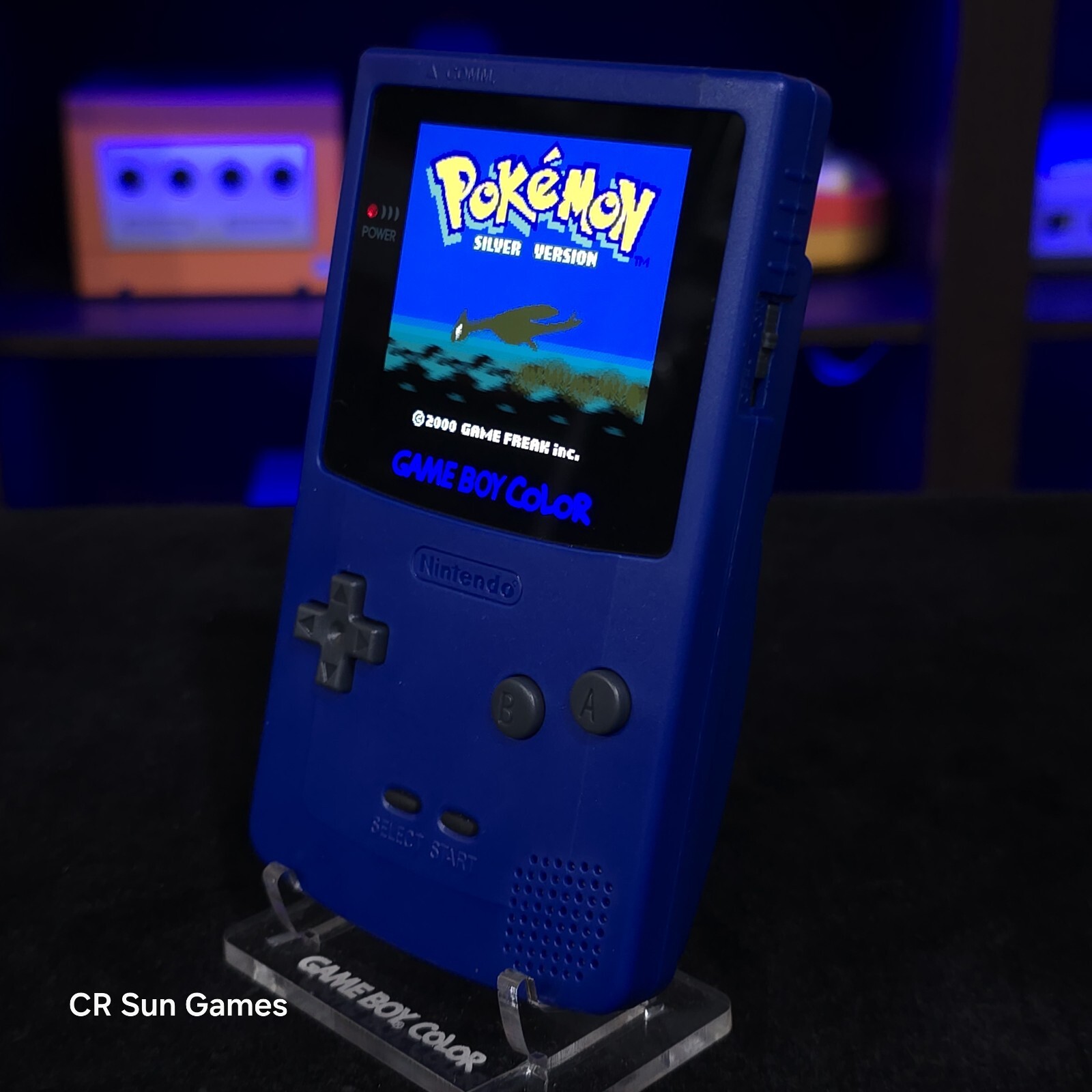 Blue Gameboy Color Console OLED Touch Screen GBC Game Boy