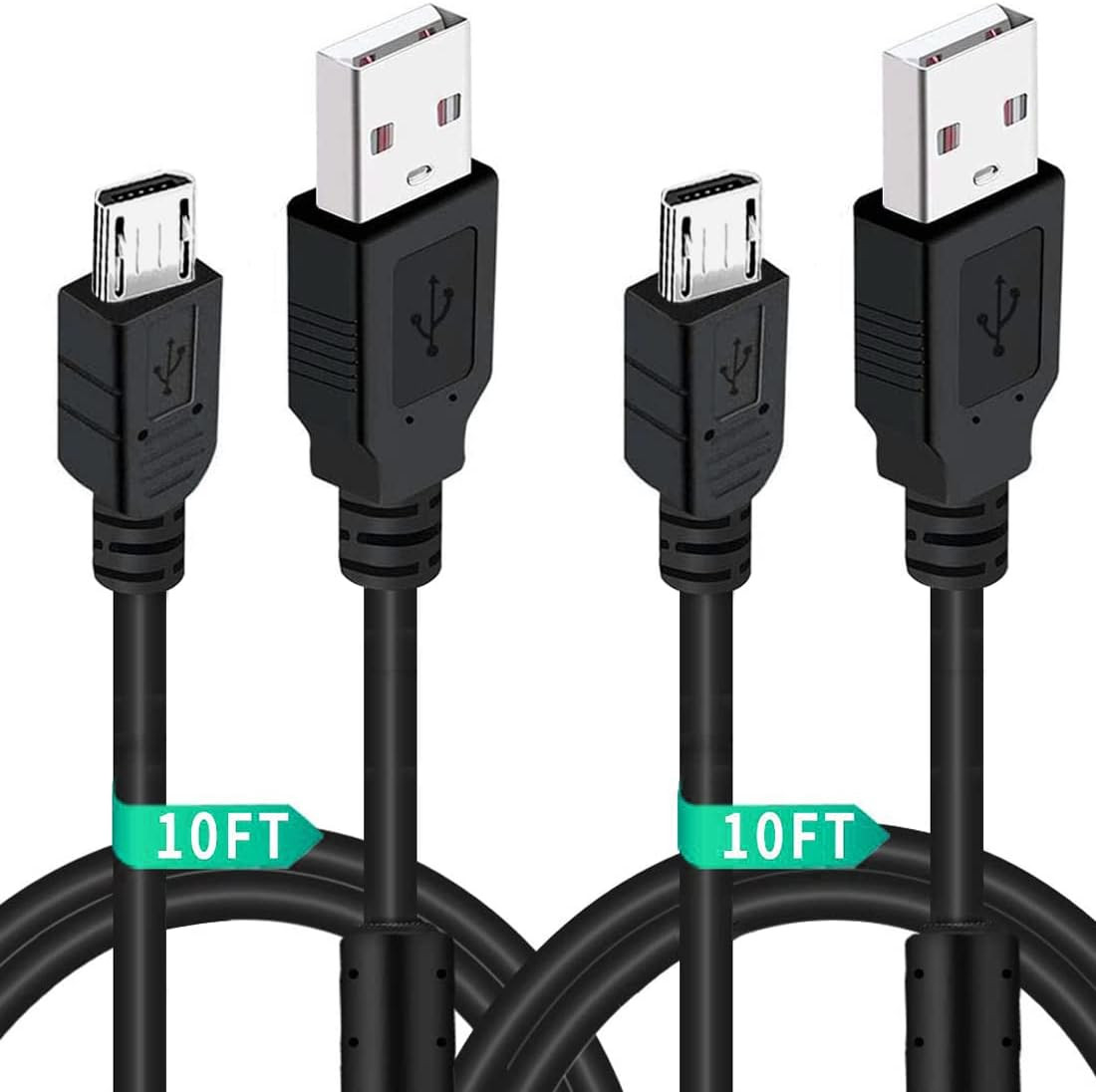 2 Pack 10FT PS4 DualShock 4 Controller Charger Charging Cable with Magnetic Ring