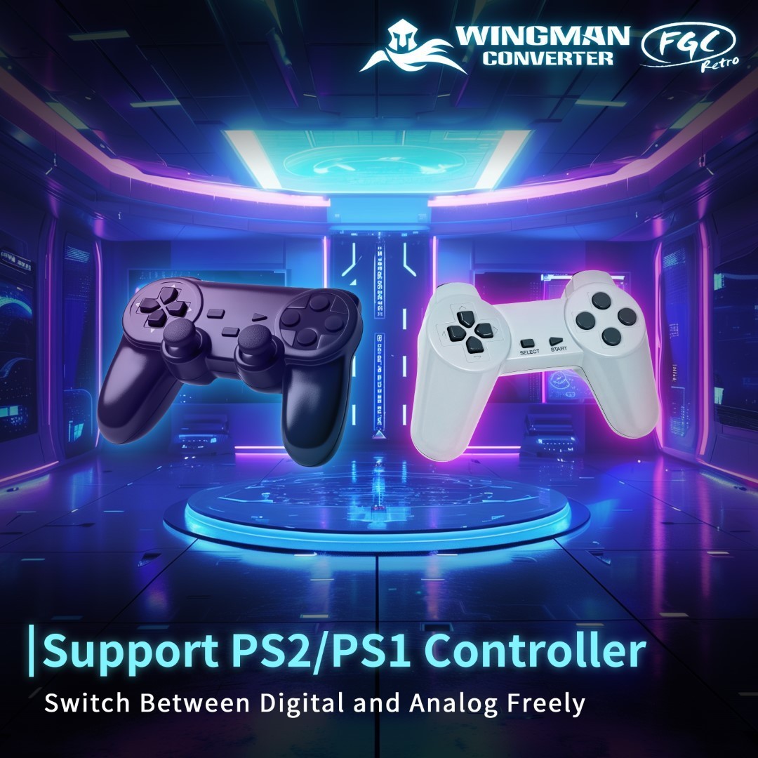 Brook Wingman FGC Retro: PS1 & PS2 Controllers for PS5 / PS4 / PC with Turbo