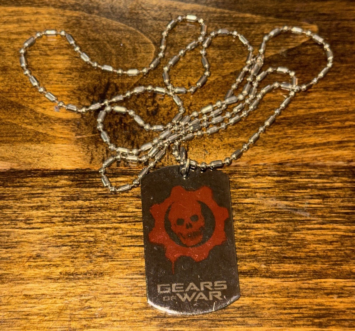 Gears Of War Promo Dog Tag Necklace 2007 Era Xbox 360 Rare Tags GoW Silver