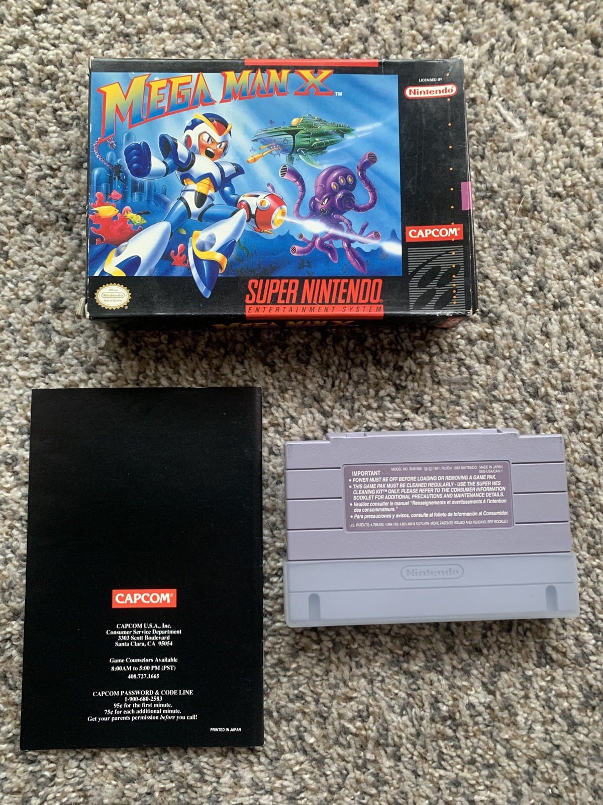 Mega Man X SNES 1994 CIB Box Game COLOR Manual 1st Print Authentic Great Cond!