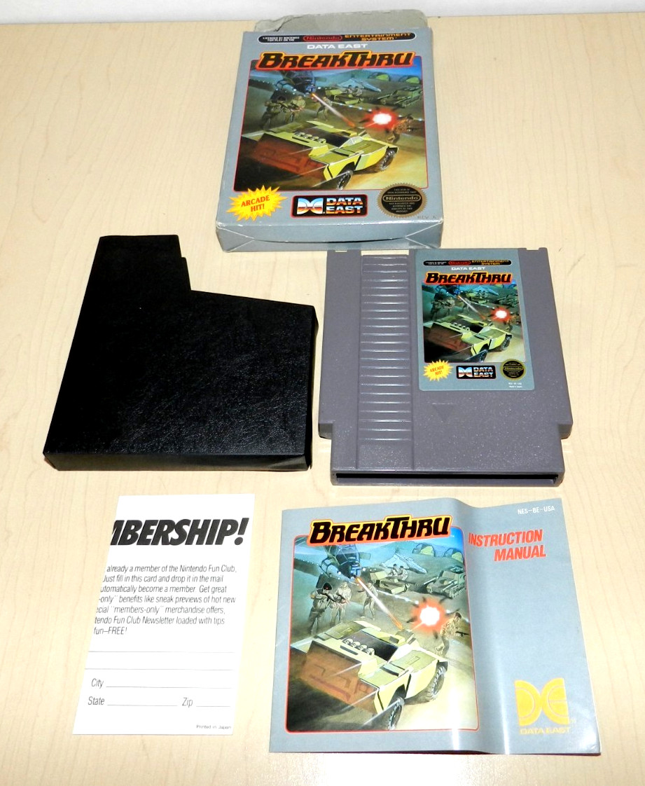 BREAKTHRU NINTENDO NES GAME DATA EAST 1987 COMPLETE
