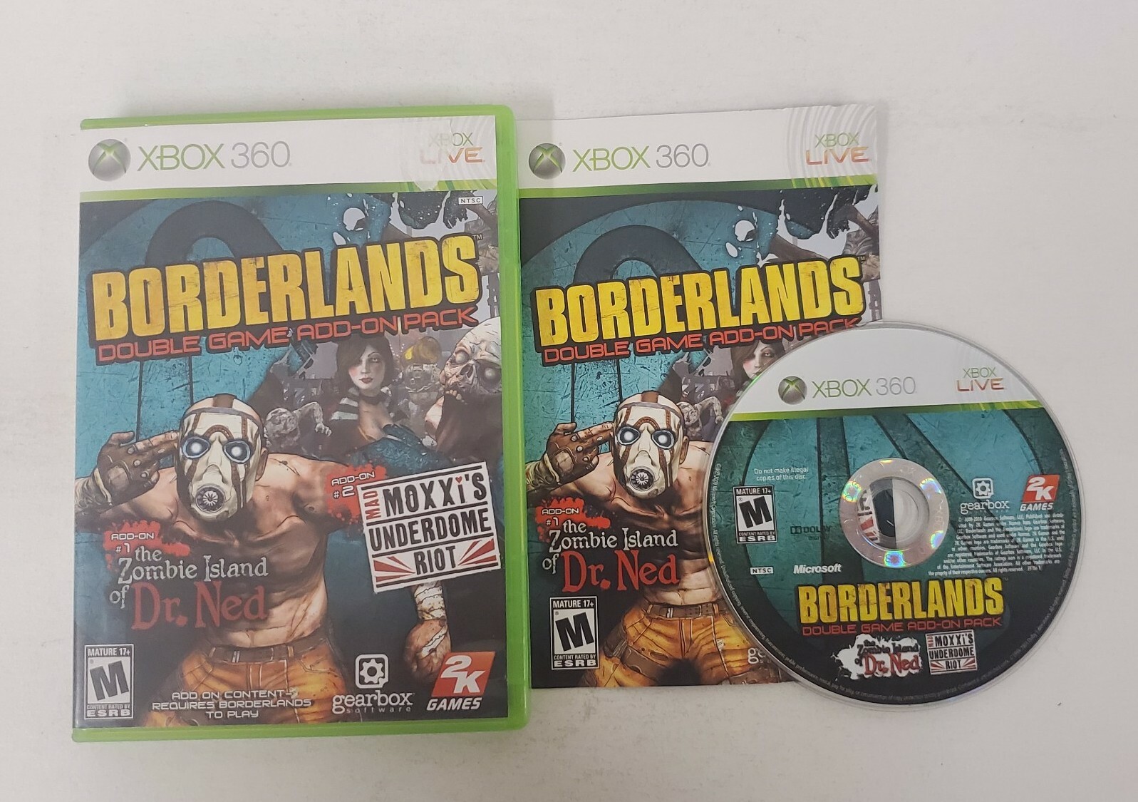 Borderlands Double Game Add-On Pack Zombie Island Dr. Ned Mad Moxxi’s XBOX 360