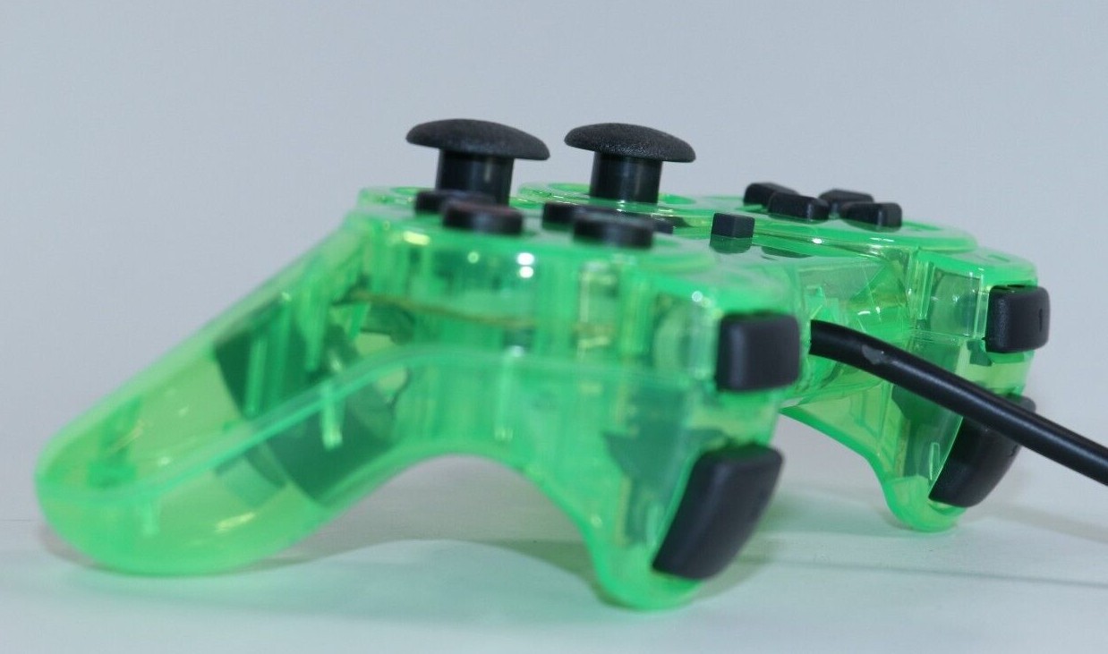 Wired 5.5ft Dual Vibration Controller Gamepad for PS2 & PS1 Transparent Colors