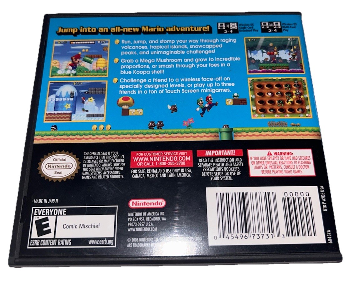 NEW SUPER MARIO BROS. NINTENDO DS GAME WITH CASE AND MANUAL Not Tested