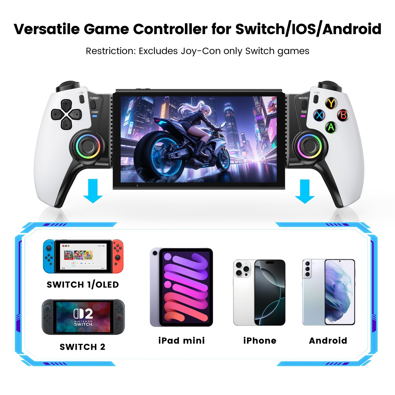 Mobile Gaming Controller for iPhone/Android/Switch 2/Switch/OLED/iPad Mini