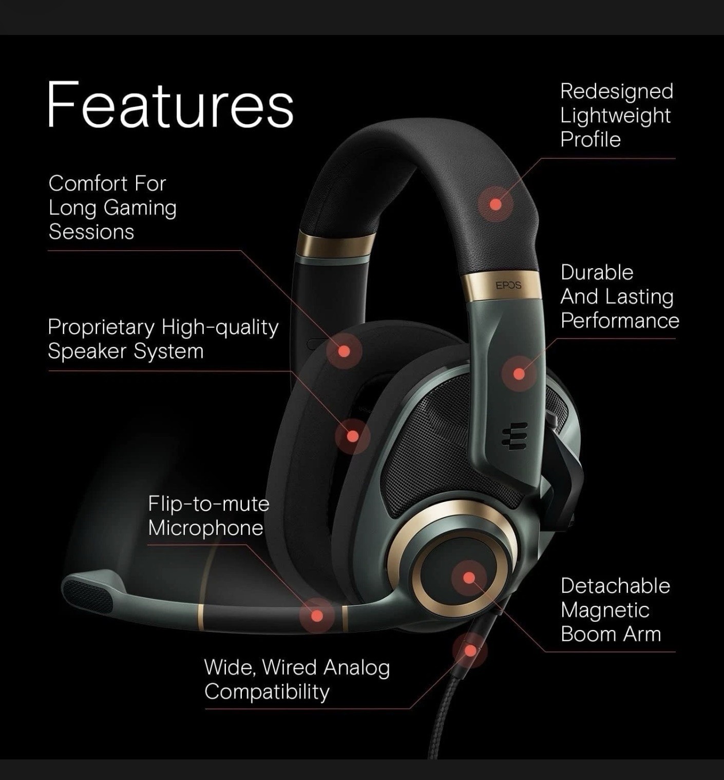 EPOS H6Pro Open Acoustic Gaming with Mic – Immersive Sound, Lightweight Green