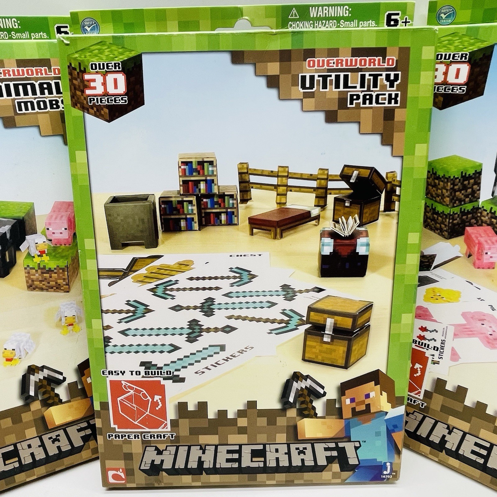 Minecraft Overworld Bundle Animal Mobs & Utility Pack Paper Craft Jazwares -2013