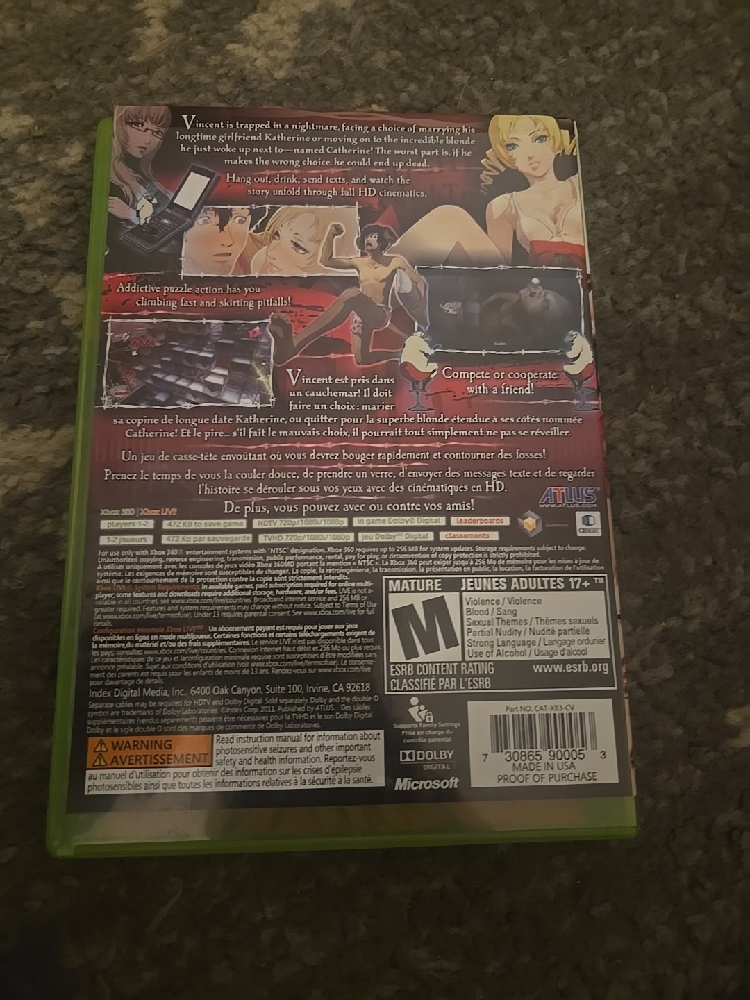 Catherine by Atlus (Microsoft Xbox 360, 2011) Complete CIB