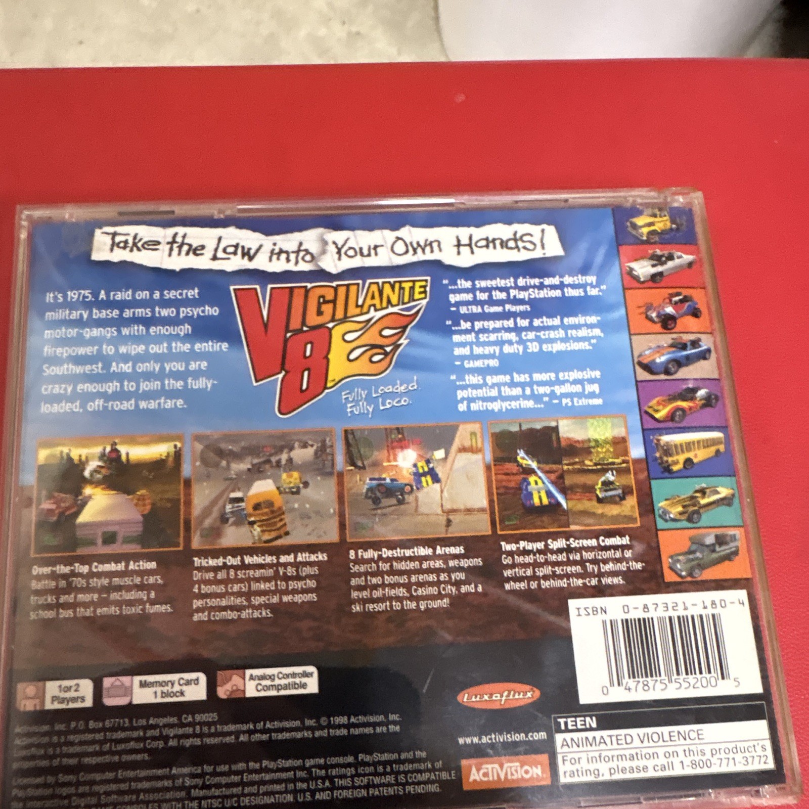 Activision Vigilante 8 Sony PlayStation 1 PS1 T-Teen Vehicular Combat