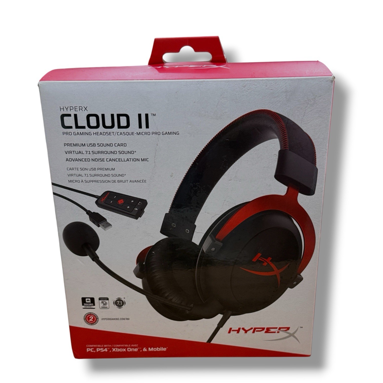 HyperX Cloud II Gaming Headset 7.1 Surround Sound PC PS4 Xbox One Open Box
