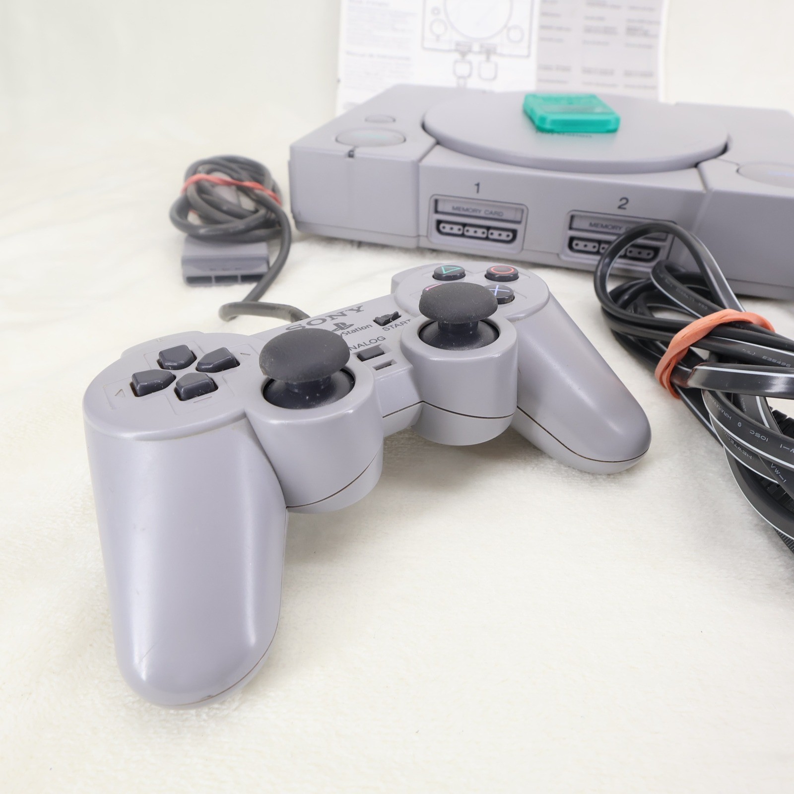 Sony PlayStation PS1 Console Bundle SCPH-9001 Gray DualShock Controller READ