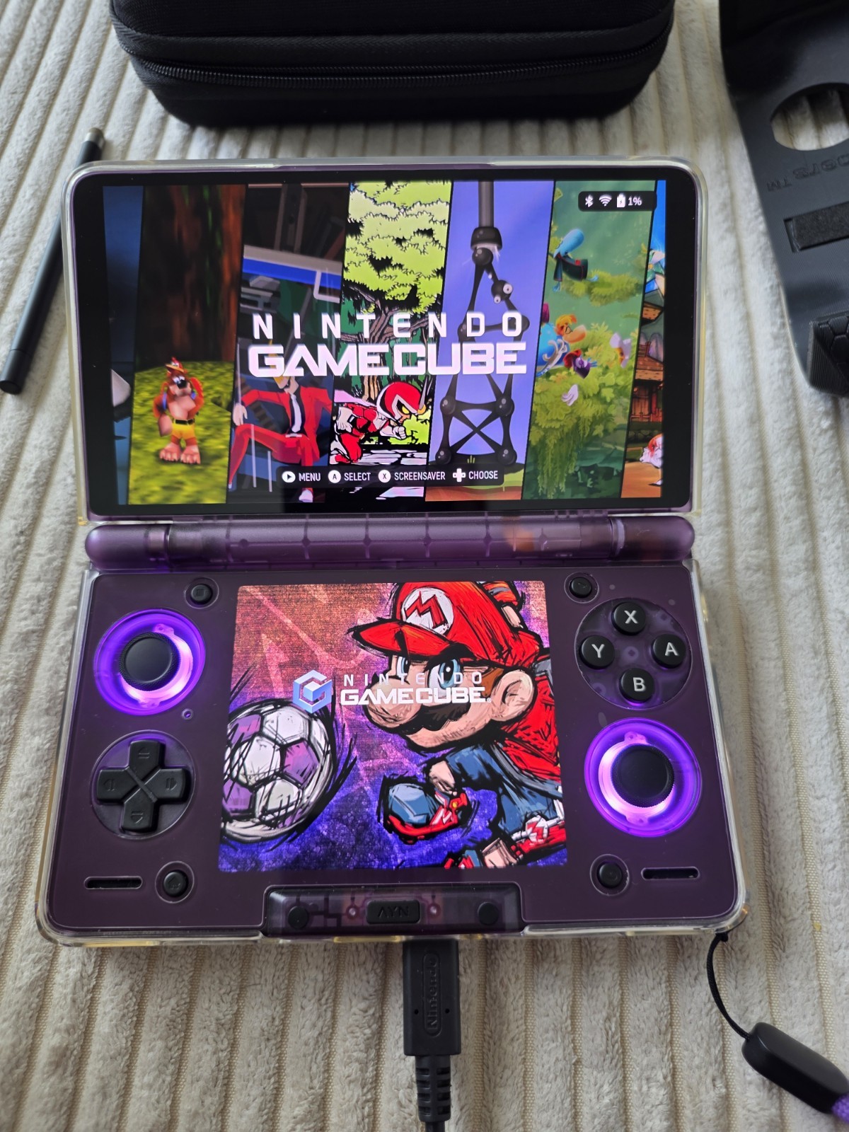 Ayn Thor Purple Max 1TB PLUS 1 TB SD CARD With Games Installed ES-DE Frontend