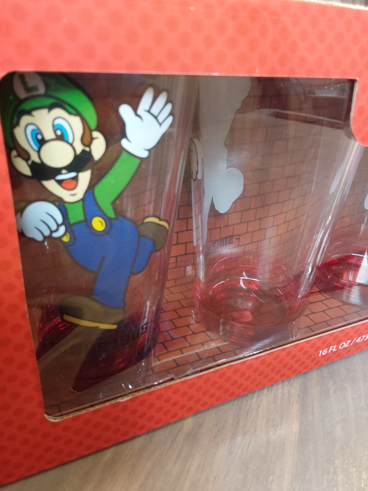 Super Mario Collectible Glass Set 16 FL OZ Set of 4 **RARE GameStop Special**
