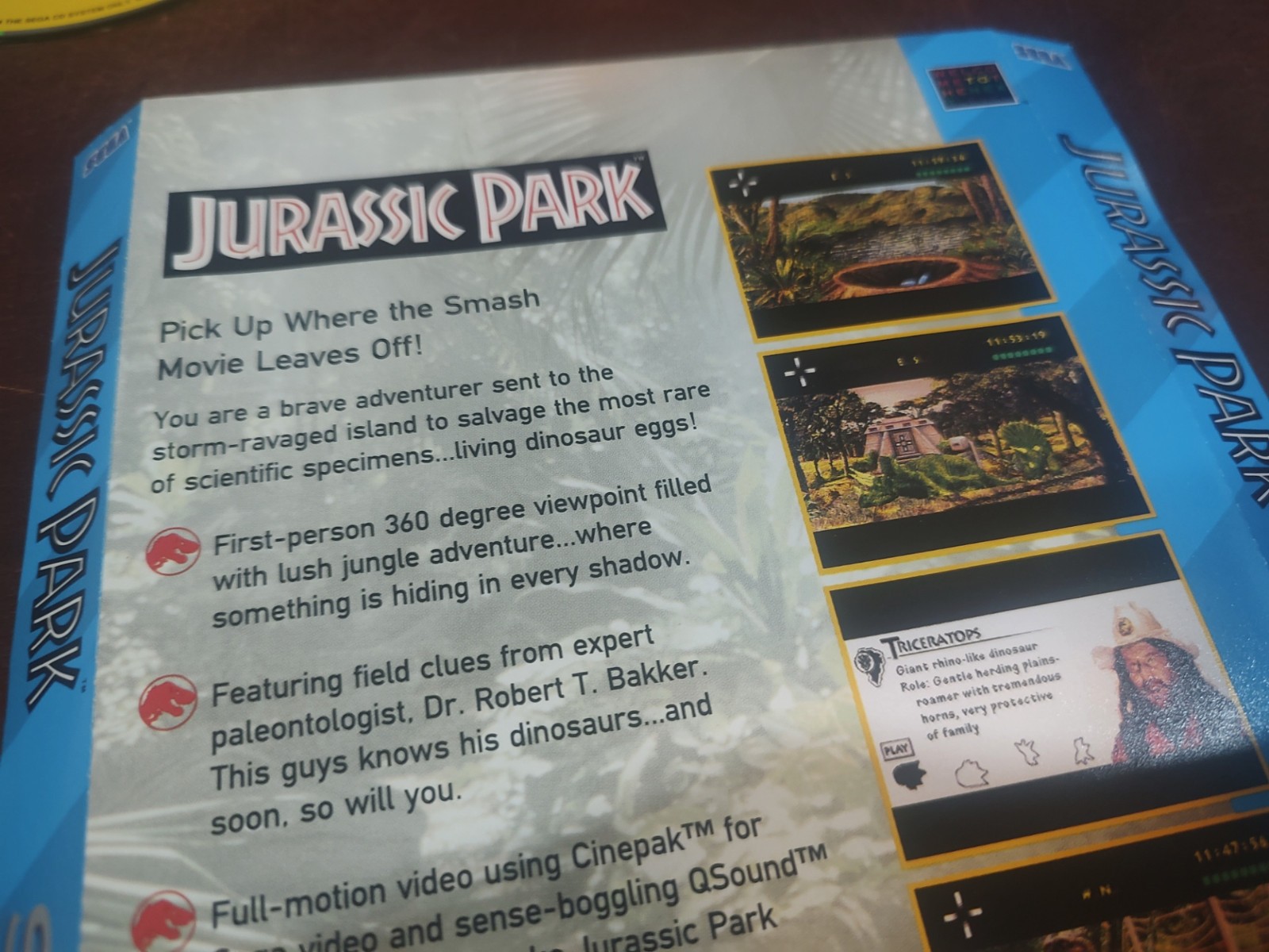Jurassic Park 1992 Sega CD Video Game Excellent Condition TESTED