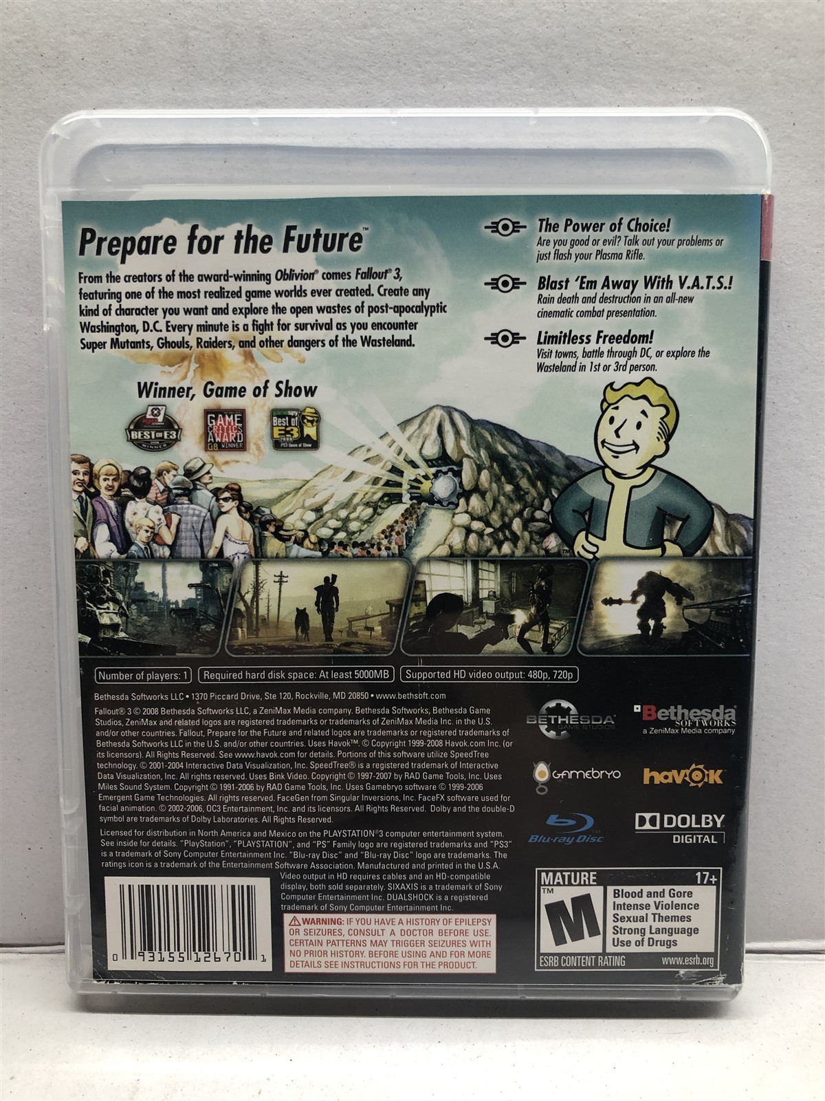 Fallout 3 (Sony PlayStation 3, 2008) Complete w/ Manual – Tested Working