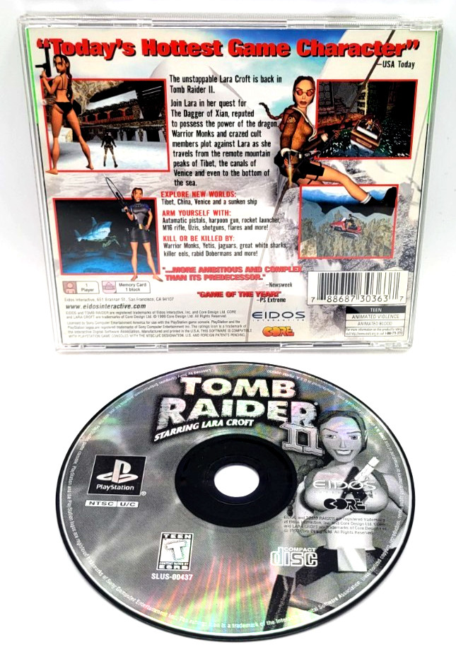 Tomb Raider II (Sony PlayStation 1) CIB COMPLETE IN BOX REGISTRATION CARD GH