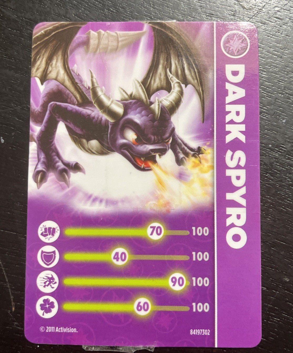 Skylanders Spyro’s Adventure Variant DARK SPYRO Series 1 2011 Figure WITH CARD