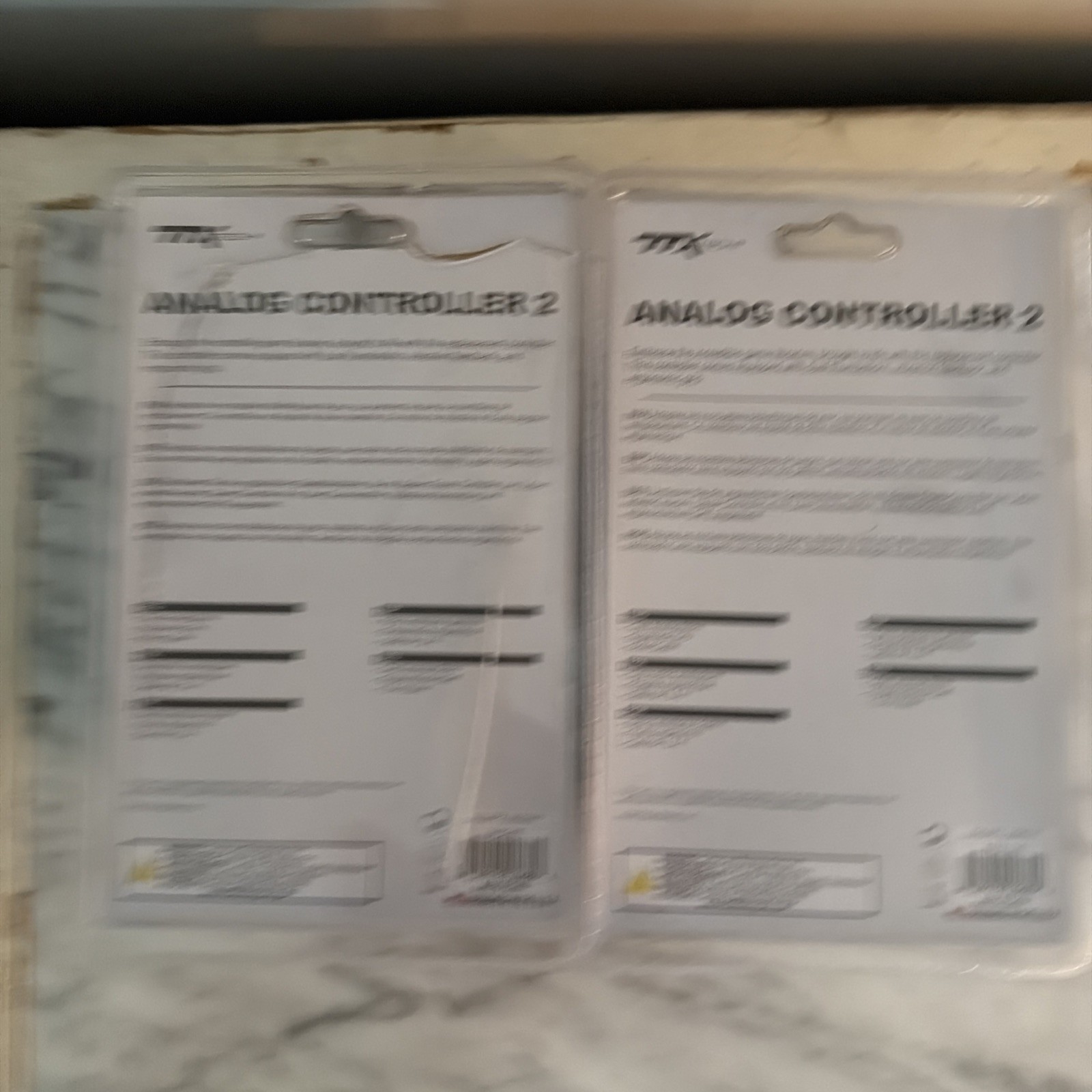 Lot of 2 TTX Tech PS2 & PS1 Analog Controller 2 Wired PS1 & PS2 White and Blue