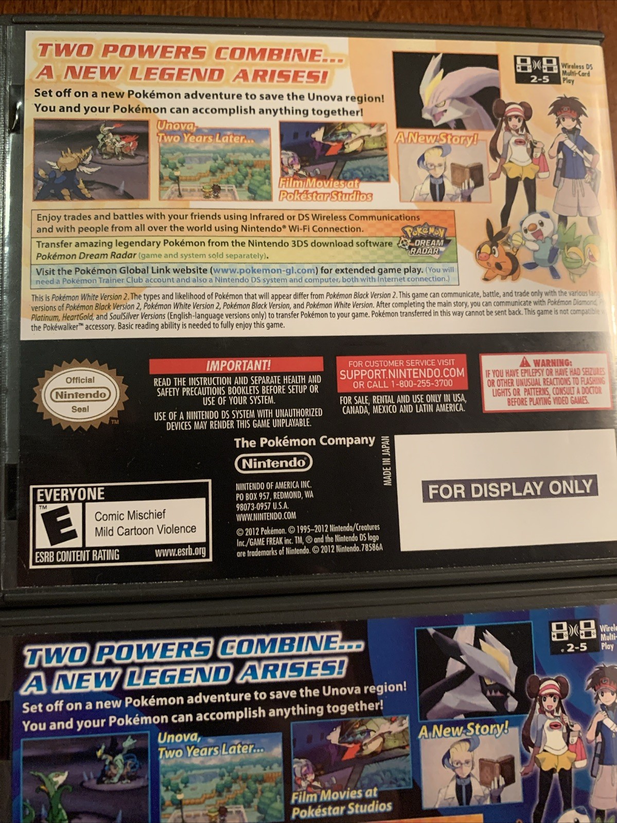Pokemon White 2 + Black 2 Nintendo DS Replacement Cases Only NO GAMES – Bundle