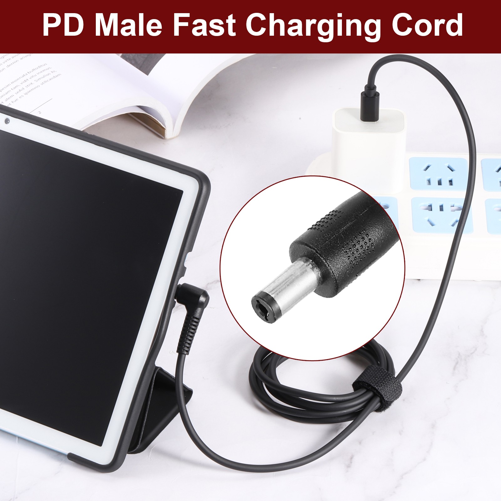 2 Pcs 3.3Ft USB C to DC PD Power Fast Charging Cable, 5.5×2.1mm 36W/12V(Black)