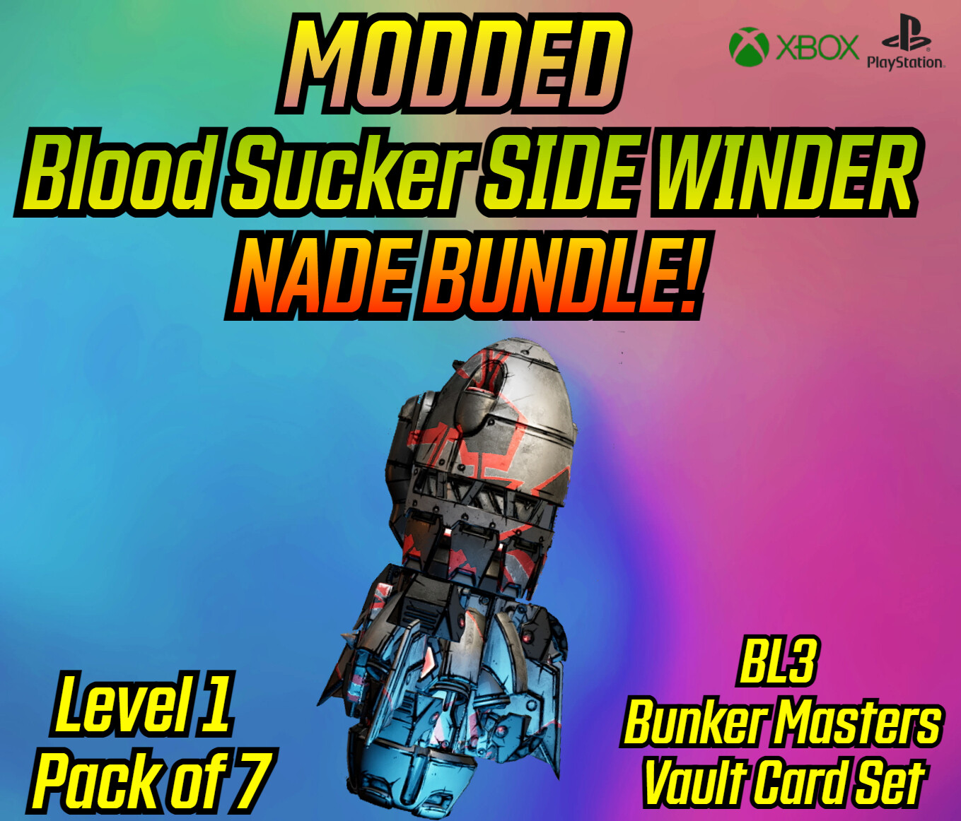 (XBOX PS4/5 PC) • SIDEWINDER MODDED SET • 7 PACK • Bunker Masters Vault Card