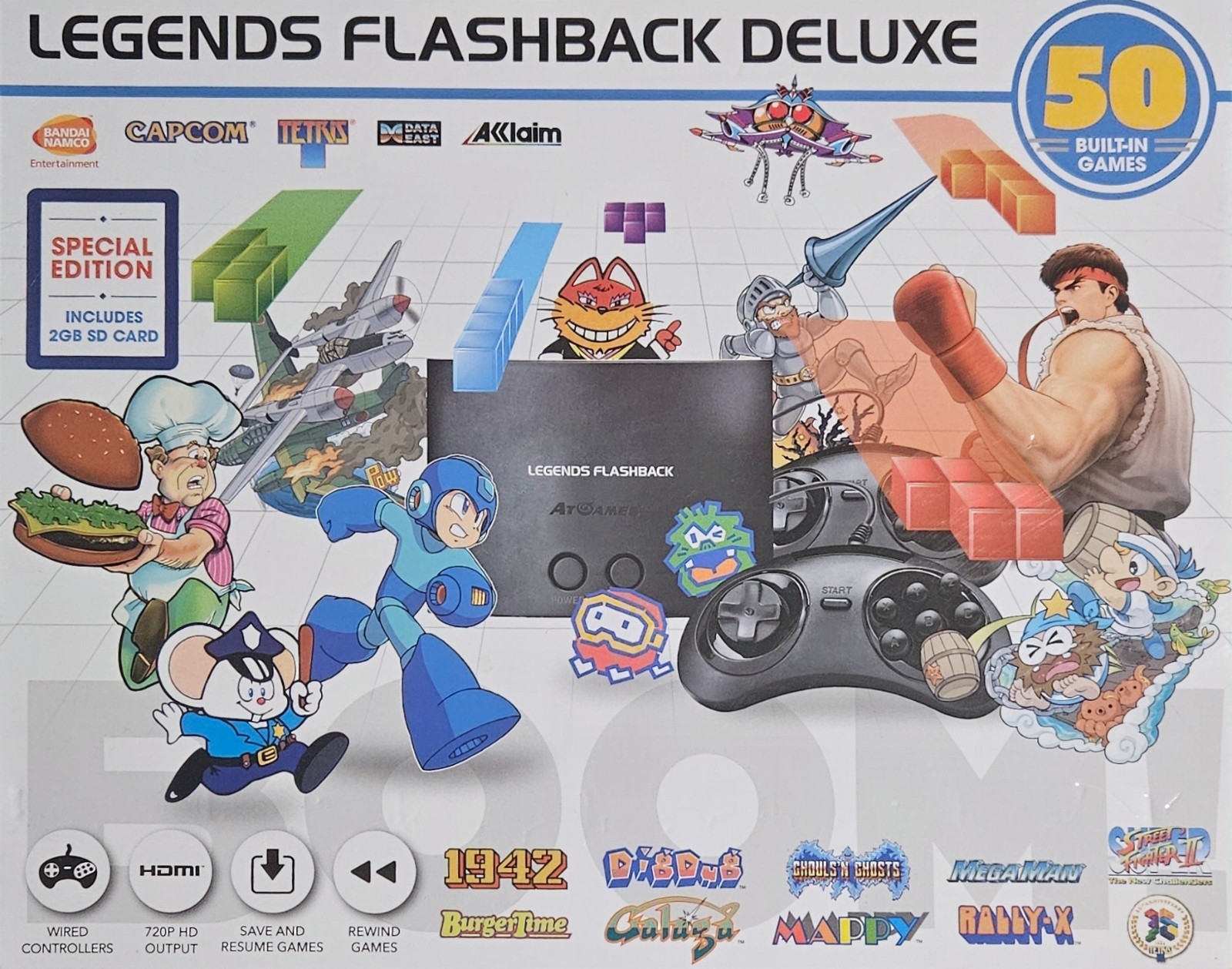 AtGames Legends Flashback Deluxe Console 50 Games Wired Controllers 720p HD