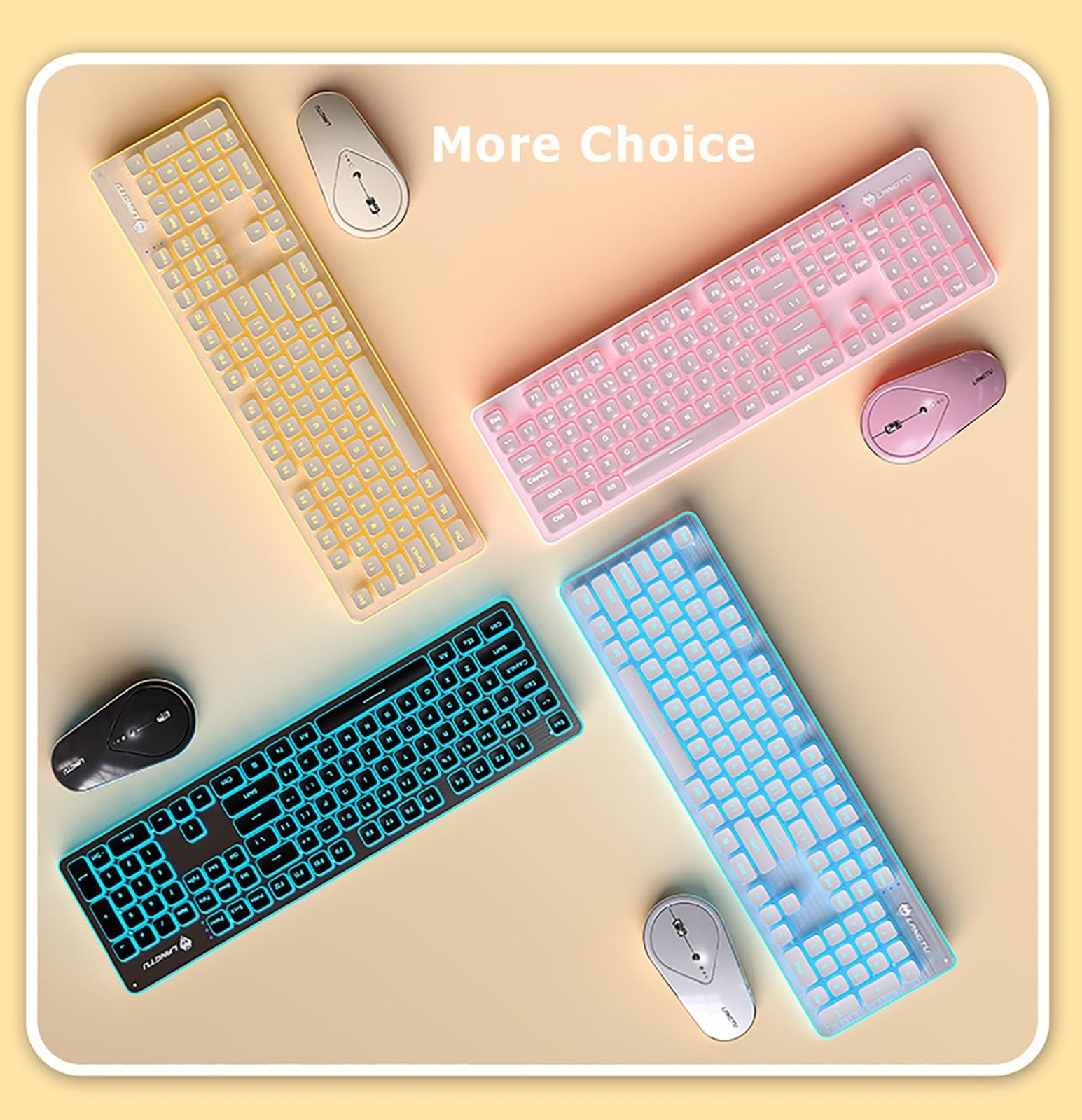 Wireless Keyboard and Mouse Combo, 2.4G Rechargeable Full Sized Backlit Keybo…