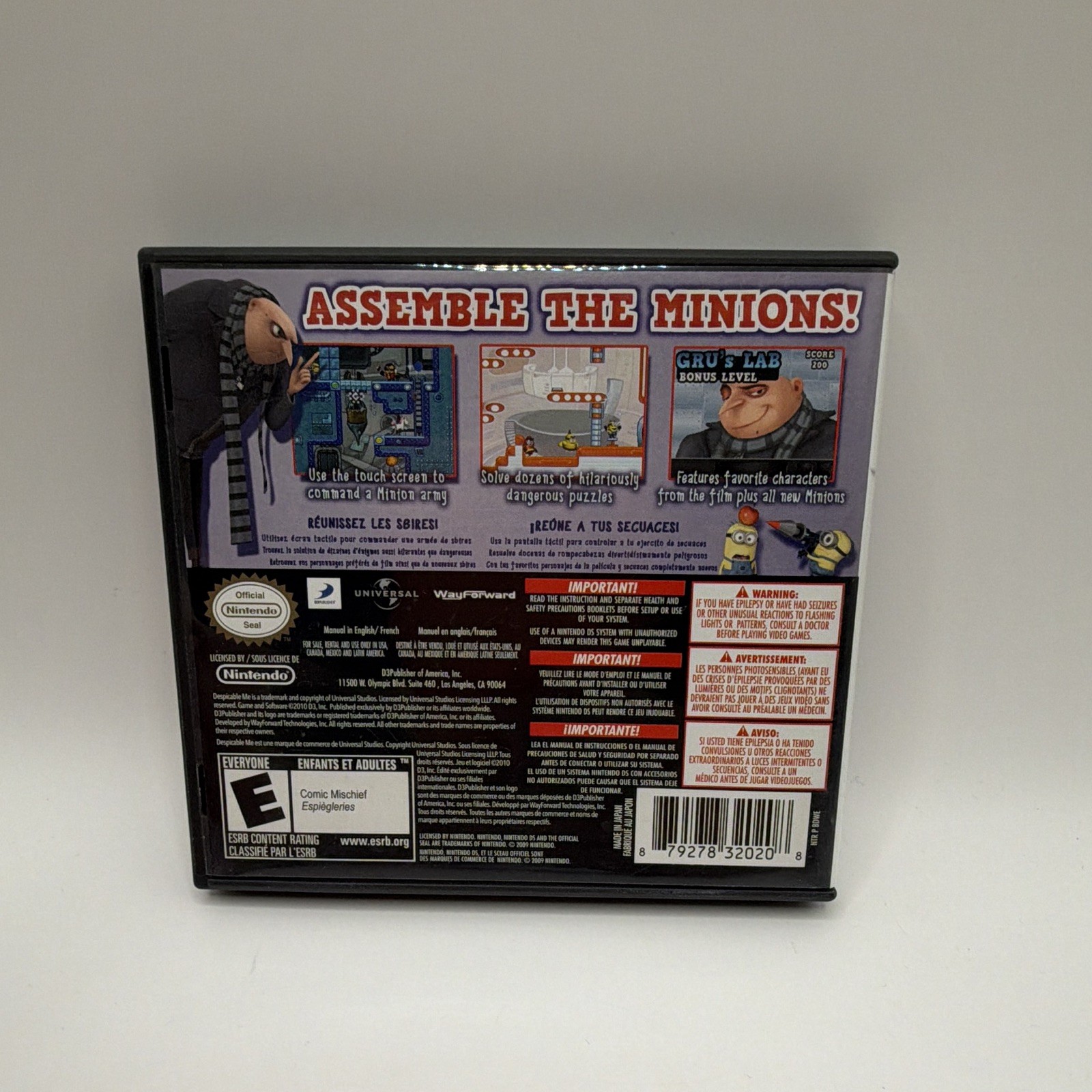 D3 Publisher Despicable Me: Minion Mayhem Nintendo DS Complete w/ Manual E