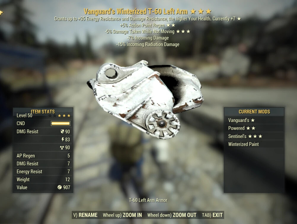 ⭐️⭐️⭐️ (PC) Vanguard T-60 Sentinel Power Armor Set ( FULL AP REFRESH) Winterized
