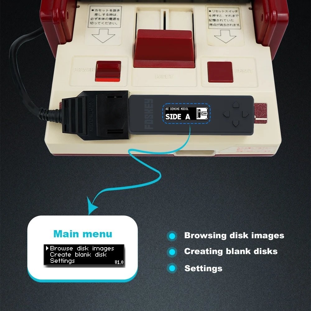 FDSKey Drive Emulator For Nintendo Famicom Disk System SD Card OLED Screen