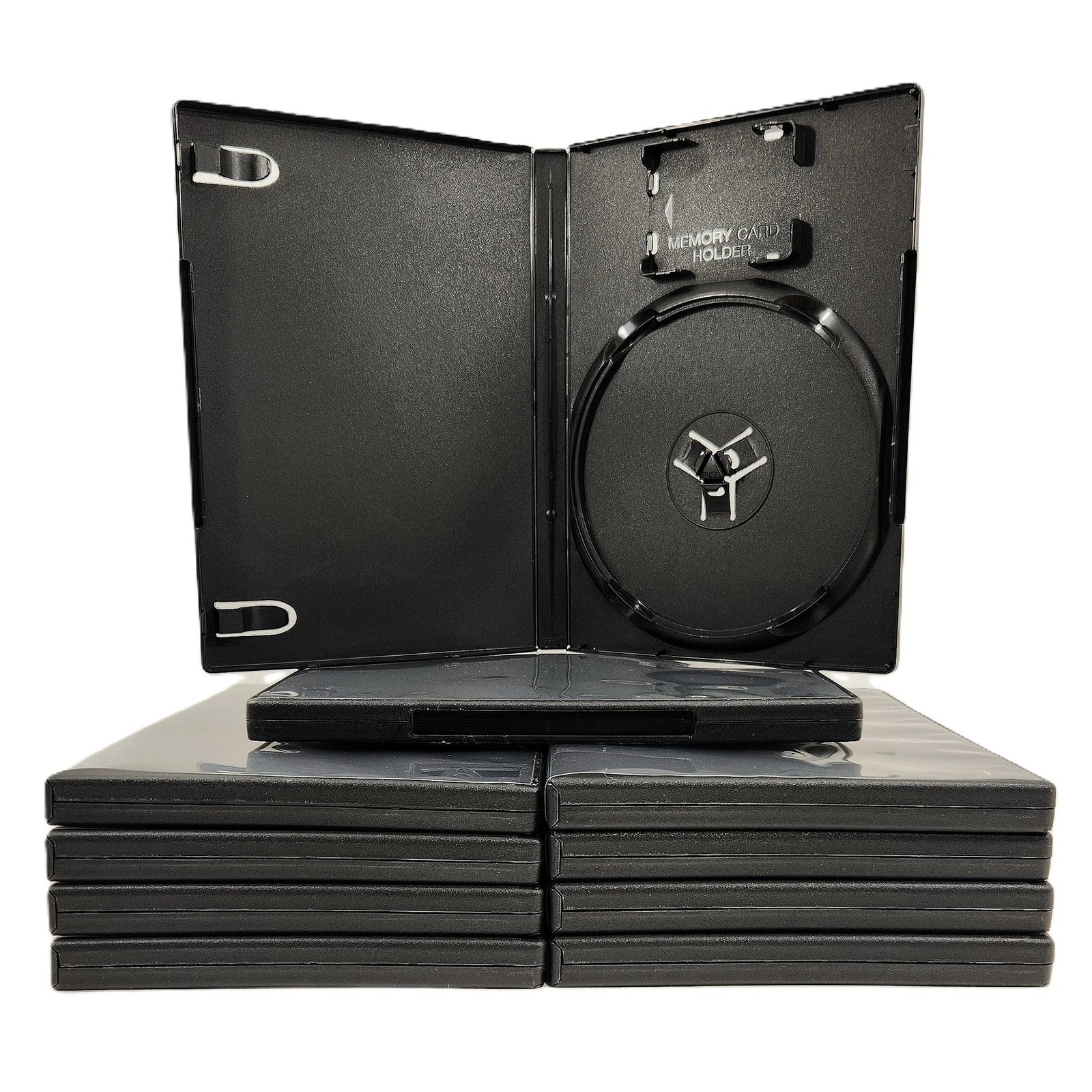 PS2 PlayStation 2 Replacement Game Disc Case w/ Memory Card Holder 10-Pack Empty