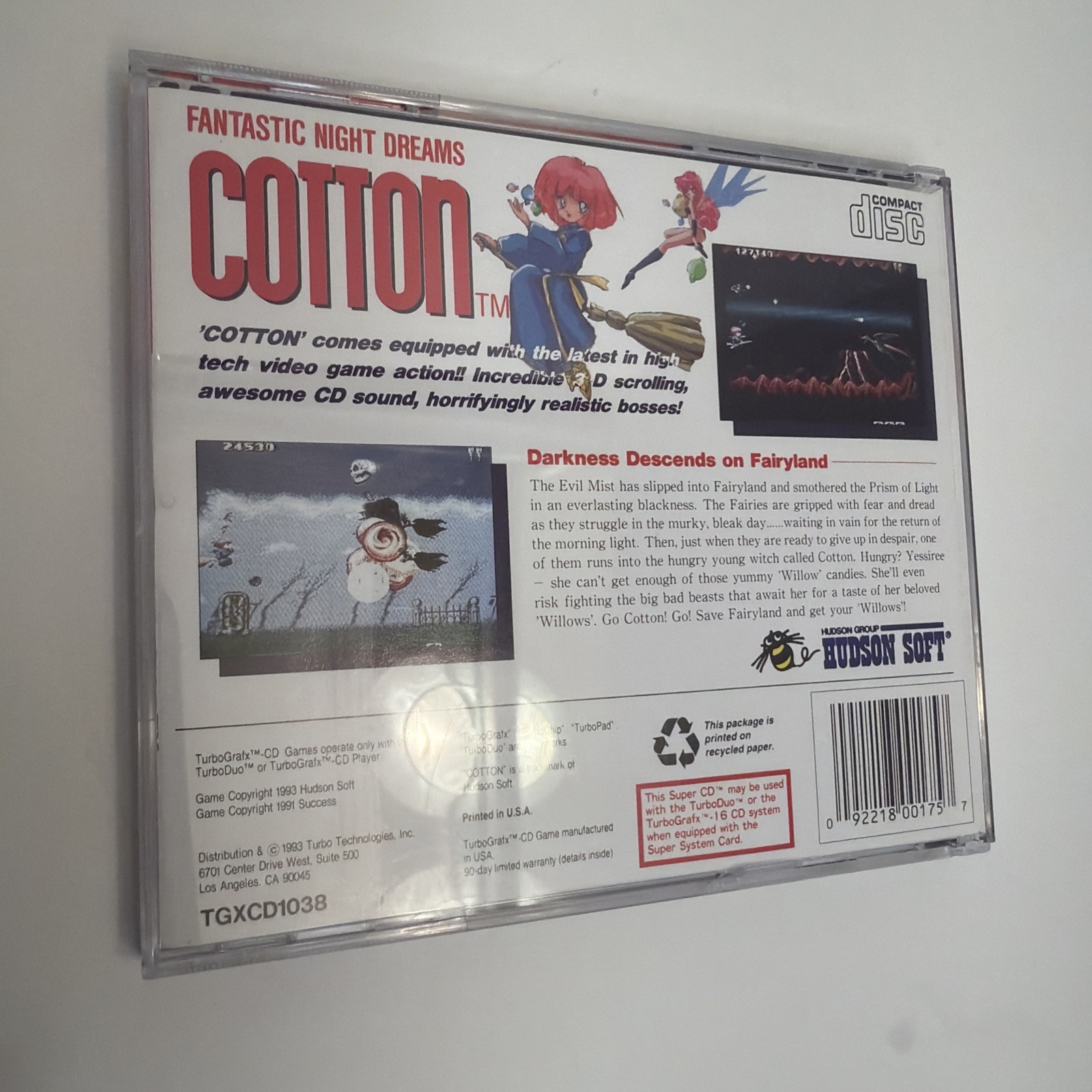 Cotton: Fantastic Night Dreams TurboGrafx Super CD Turbo Duo US Version Complete