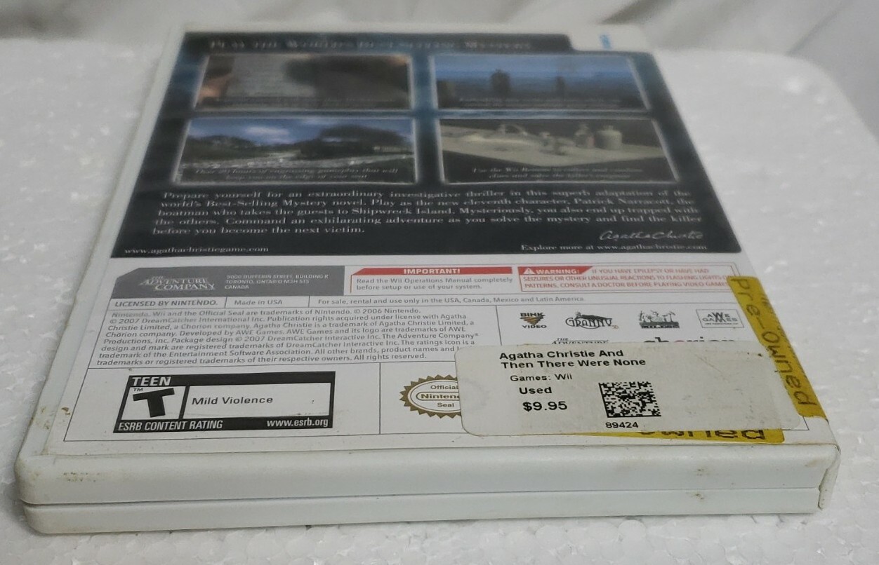 Agatha Christie: And Then There Were None – Nintendo Wii Game video good disc r
