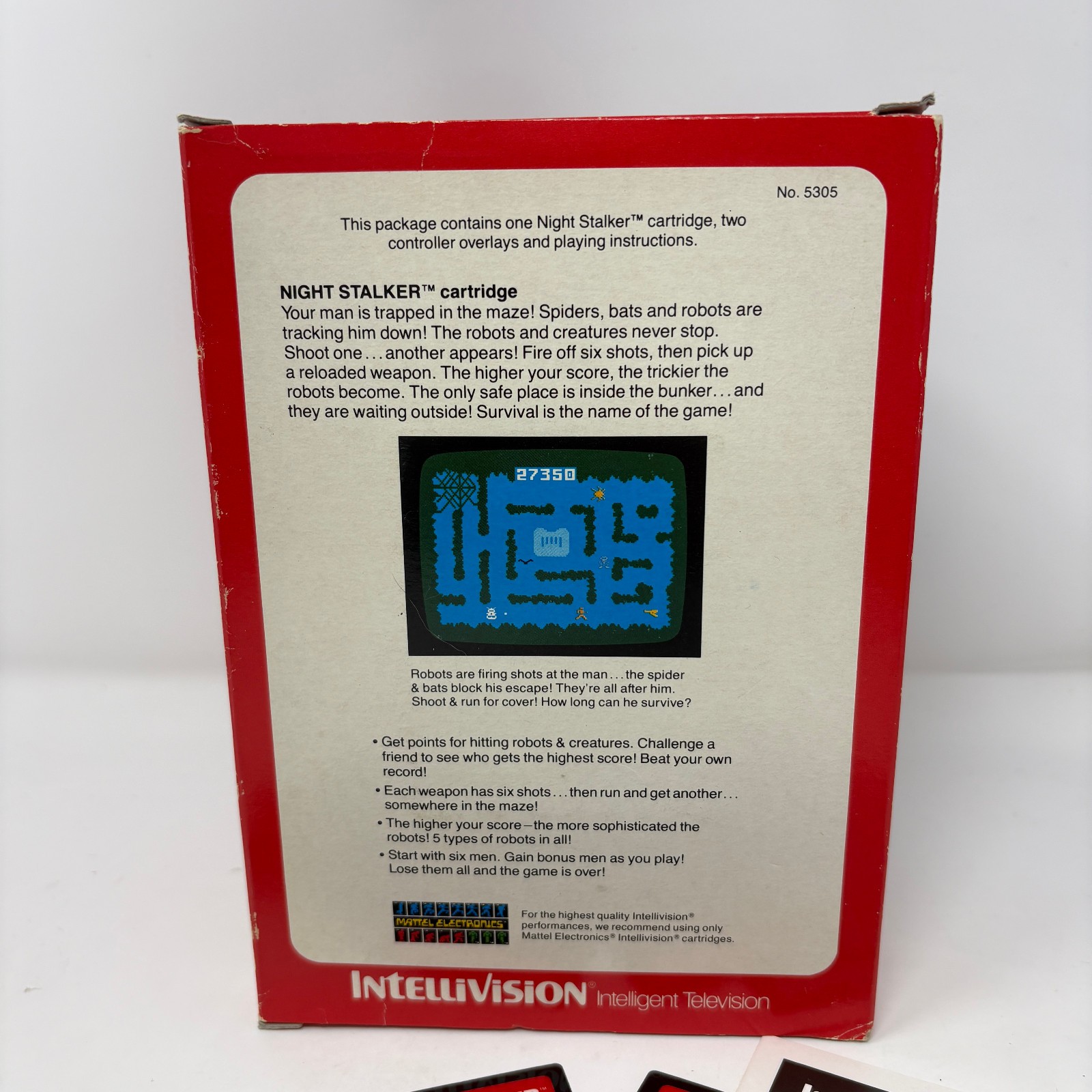 Night Stalker (Intellivision, 1982) Complete In Box CIB w/ Manual & Overlays